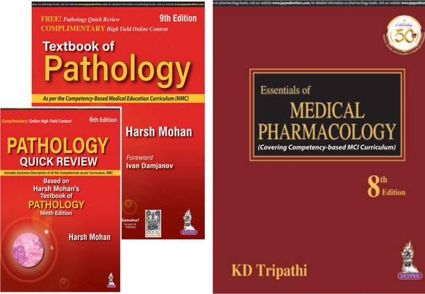 Textbook Of Pathology (Free Pathology Quick Review, Harsh Mohan) + Essentials Of Medical Pharmacology (KD Tripathi)