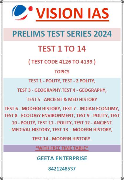 Vision GS Prelims Test Series 2024 Test 1to14 With Solutions Photocopy