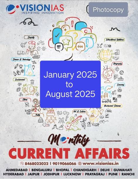 Vision Ias Monthly Current Affairs Magazine January To August 2025 Bk/wh Photocopy