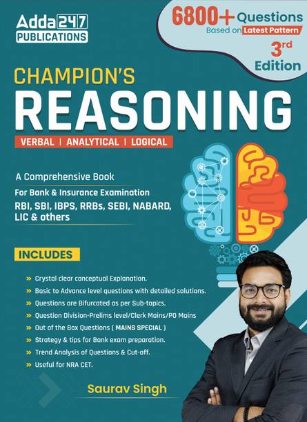 Champion Reasoning 3.0 By Saurav Singh For For IBPS|SBI|RBI|RRB|SEBI|NABARD| Other Banks & Insurance Exams (English Printed Edition) By Adda 247 Publication
