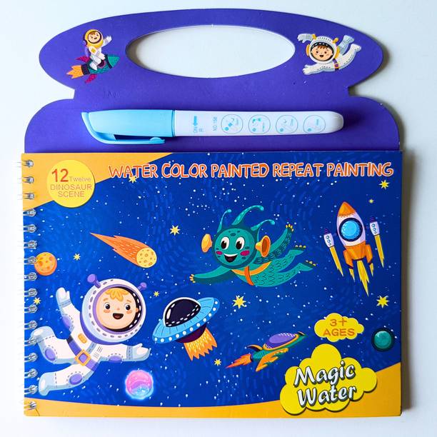 Kids Space Activity Book In Magic Water Coloring Book-Kids Best Birthday Gift-Reusable Colouring Book