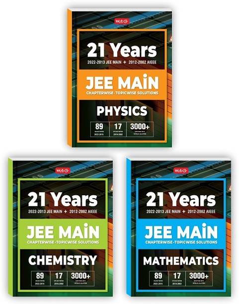 MTG 21 Years JEE MAIN Previous Years Solved Papers With Chapterwise Topicwise Solutions Physics, Chemistry & Mathematics (Set Of 3 Books) - JEE Main Books For 2023 Exam (89 JEE Main ONLINE & 17 OFFLINE Papers)