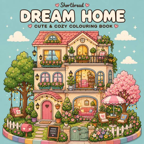 Shortbread Dream Home Adult Colouring Book For Relaxation | Cute Cozy Home Coloring Book | Stress Relief, Mindfulness & Creative Hobby | 30+ Coloring Pages