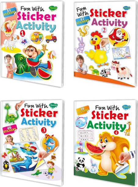 Sawan Present Set Of 4 Book Fun With Sticker Activity Books | Fun With Sticker Activity-1 To 4