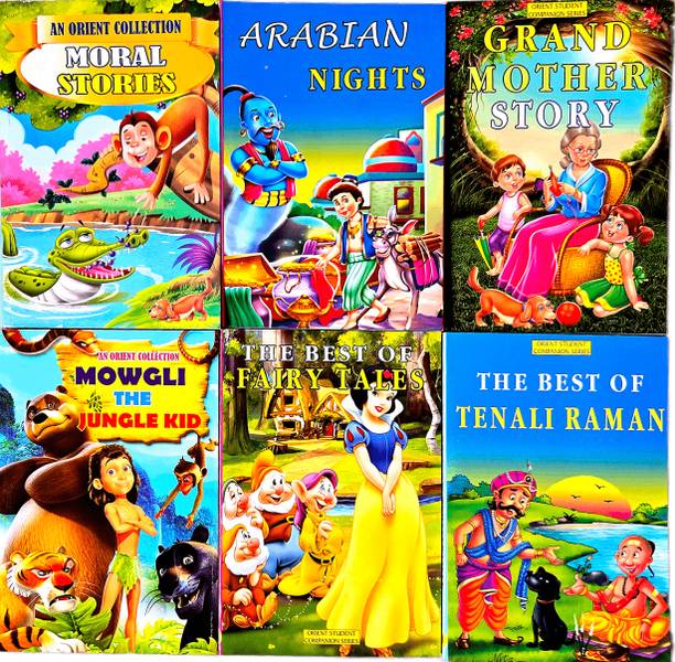 Children's Story Books (Set Of 6) - Moral Stories, Arabian Nights, Grand Mother Story, Mowgli, Fairy Tales, Tenali Raman