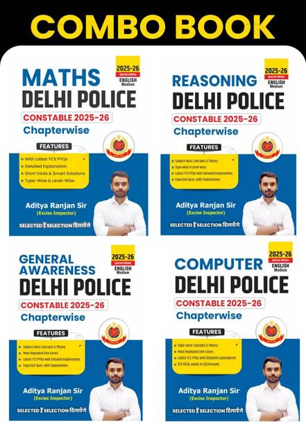ADITYA RANJAN SIR | Delhi Police Combo (4 Books Combo)| DELHI POLICE GENERAL STUDIES, COMPUTER, REASONING, MATH | ENGLISH MEDIUM (Paperback, ADITYA RANJAN SIR)