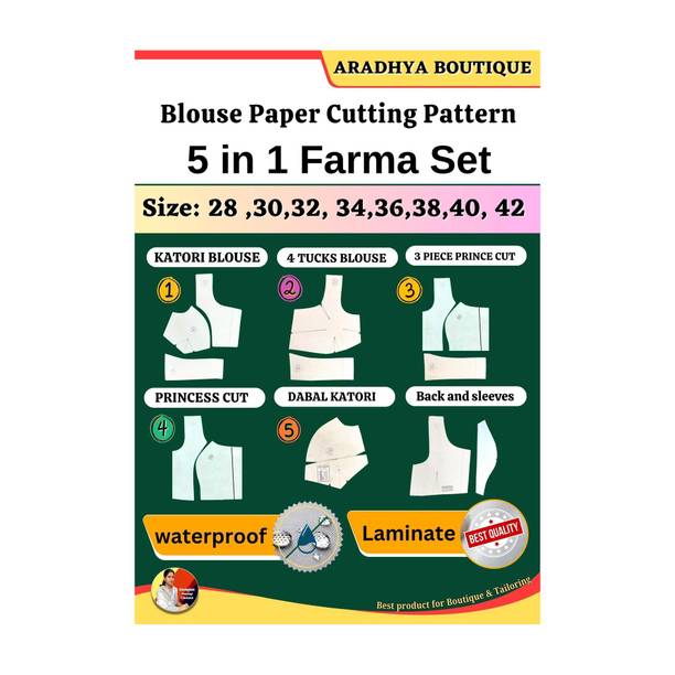 5 In 1 Blouse Paper Cutting Patterns Combo Farma Set | All Size 28 To 42 | Ready Paper Cutting Pattern By Aradhya Boutique