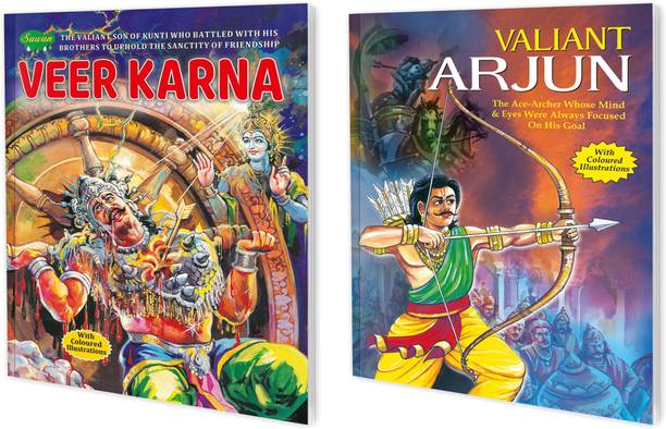 Set Of 2 Books | Story Books : Veer Karna And Valiant Arjun