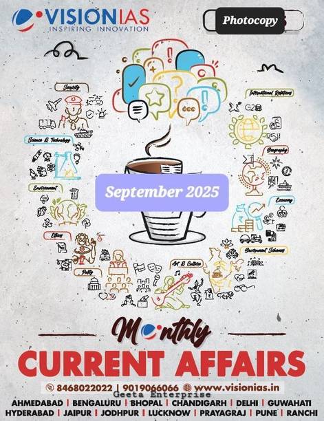 Vision Ias Monthly Current Affairs Magazine September 2025 Bk/Wh Photocopy