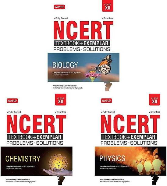 NCERT Text Book + Exemplar Problems - Solutions Fully Solved & Error Free For Class-12 ( Physics + Chemistry + Biology ) Set Of 3 Books