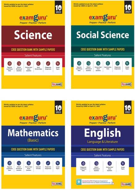 Full Marks Combo: Examguru CBSE English Language & Literature, Mathematics (Basic), Science And Social Science Chapterwise & Topicwise Question Bank Books For Class 10 (2022-23 Exam) (Includes MCQs, Previous Year Board Questions) (Set Of 4 Books)