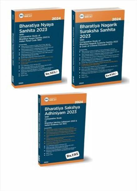 Taxmann's 3 Book Combo NEW - IPC / CRPC / Evidence - Sakshya Bill, 2023 + Nagrik Suraksha Sanhita, 2023 + Nyaya Sanhita, 2023 - BARE ACT - Latest 24-12-2023 - 2024 Edition **BUY ORIGINAL BOOKS WITH US**