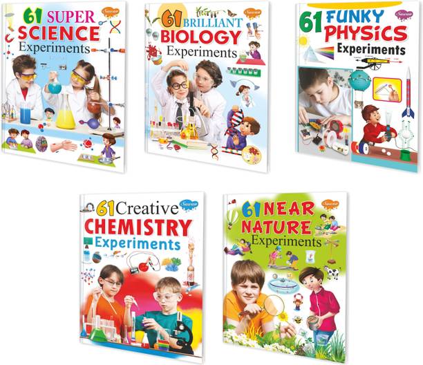 61 Funky Physics, Creative Chemistry, Brilliant Biology, Super Science and Near Nature Experiments book for kids : Science experiment book, Kid's science book, Children's science book | Pack of 5 science experiment books for kids.