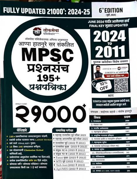न्यू एडिशन लोकसेवा MPSC 21000+ प्रश्नसंच 185+ प्रश्नपत्रिका संच बाय अप्पा हत्नुर