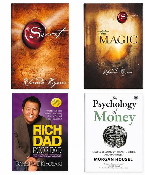 The Secret + The Magic + Rich Dad Poor Dad + The Psychology Of Money Combo Set | Rhonda Byrne, Robert T. Kiyosaki & Morgan Housel | International Bestselling Self Help, Personal Finance & Success Book