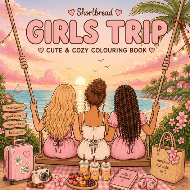Shortbread Girls Trip Adult Colouring Book | Travel & Friendship Coloring Book | Cute Girls Vacation Theme | Relaxing Creative Hobby & Stress Relief 
| 30+ Coloring Pages