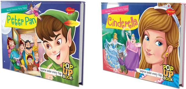 Cinderella and Peter Pan World Famous Fairy Tales : Kid's popup book of fairy tales, Children's pop-up storybook, Famous fairy tales for kids | Pack of 2 pop-up books