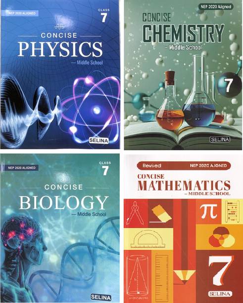 Selina Concise Physics, Mathematics, Chemistry, Biology Middle School Class -7 ( Revised NEP 2020 Aligned ) | ( Pack Of 4 )