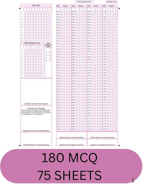 OMR Sheets For Practise NEET Exam 2026, 180 MCQ 75 SHEETS With NTA Latest NMC Pattern, Mock Test Practice & Exam Preparation-Pack Of 75 Sheets