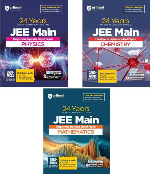 Arihant - JEE Main Physics + Chemistry + Mathematics Combo ( Set Of 3 Books ) - 24 Years ( 2015 - 2013 JEE Main & 2012-2002 AIEEE ) - Chapterwise - Topicwise Solved Papers - New Edition 2026