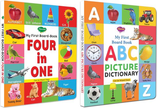 Sawan Set Of 2 Books My First Board Book (ABC Picture Dictionary, Four In One)
