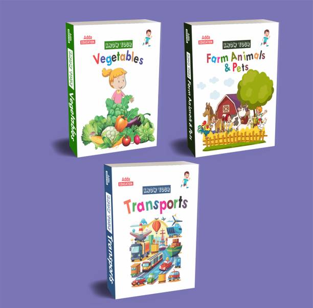 Kids First Learning Library Set Of 3 Books Farm Animals & Pets, Vegetables & Transport