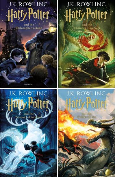 Combo Of 4 Books:Harry Potter And The Philosopher's Stone + Harry Potter And The Chamber Of Secrets + Harry Potter And The Prisoner Of Azkaban + Harry Potter And The Goblet Of Fire