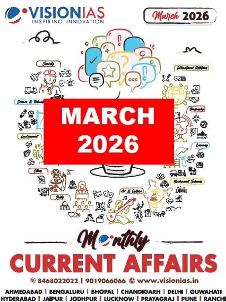 Vision IAS Monthly Current Affairs Magazine March 2026 Latest Bk/wh Photocopy