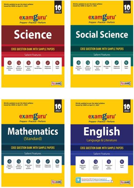 Full Marks Combo: Examguru CBSE English Language & Literature, Mathematics (Standard), Science And Social Science Chapterwise & Topicwise Question Bank Books For Class 10 (2022-23 Exam) (Includes MCQs, Previous Year Board Questions) (Set Of 4 Books)