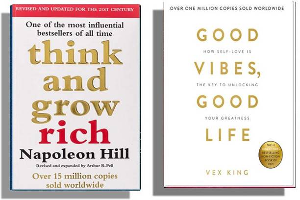 Arushibooks Combo: Best Of 2 Motivation Books Set Think And Grow Rich & Good Vibes Good Life ( English )