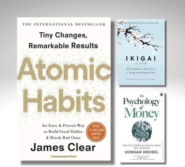 Atomic Habits + Ikigai + The Psychology Of Money | Combo Pack Of 3 | Bestselling Self Help & Personal Finance Books