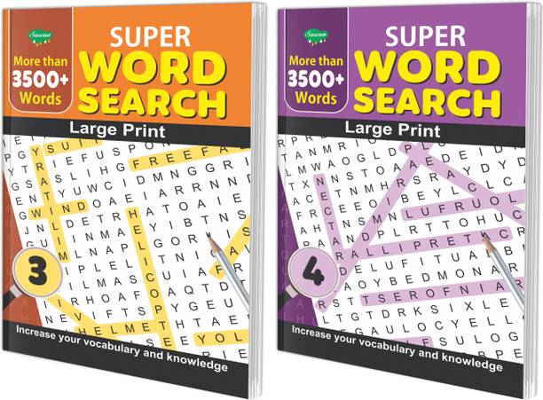Set Of 2 Super Word Search - 3 & 4:A Creative Session For Young Minds(Large Print)
