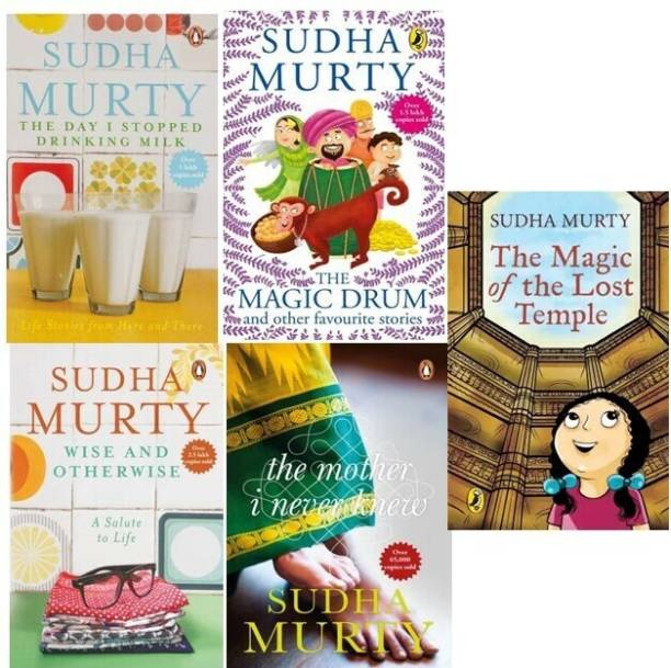 The Mother I Never Knew , Wise & Otherwise, The Magic Of The Lost Temple, The Day I Stopped Drinking Milk-Sudha, Sudha Murthy The Magic Drum And Other Favourite Stories Book - Combo Set Of Sudha Murthy - Trending