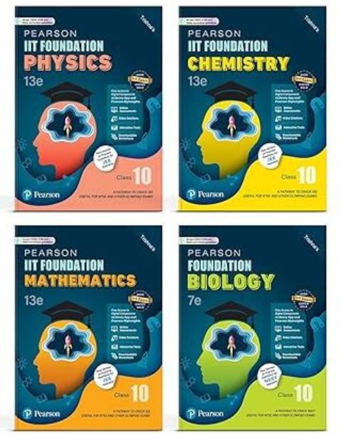 Pearson IIT Foundation' 2025 Class 10 Physics Chemistry Mathematics Biology | For NEET, JEE, NTSE & Olympiad Exams | JEE Practice Questions | Free Access To Online Assessments, Video Solutions & Interactive Tests