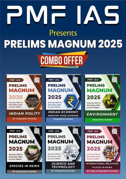 PMF IAS Prelims Magnum Combo Pack (Set Of 6 Books) - 2025 | Indian Polity | Indian Economy | Environment | Species In News | Science And Technology | International Relations Places In News With Infographics Included
