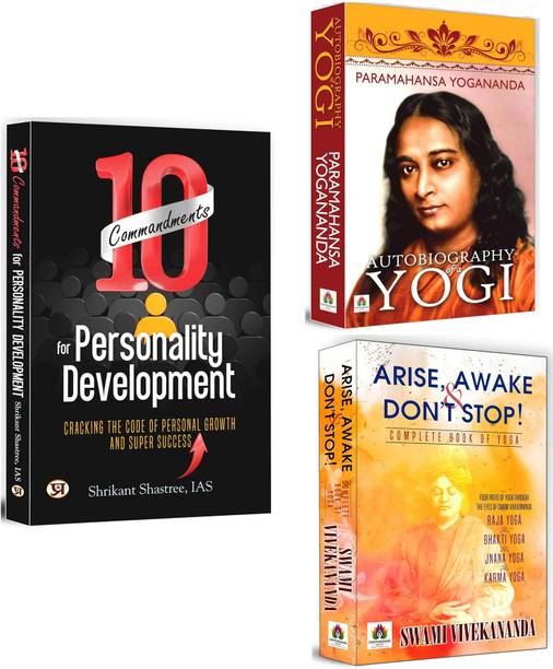 10 Commandments For Personality Development + Autobiography Of A Yogi + Arise, Awake & Don’t Stop | Self Help Books | Spiritual Books | The Story Of The Life Of Paramahansa Yogananda | Diaries & Journals (Set Of 3 Books In English)