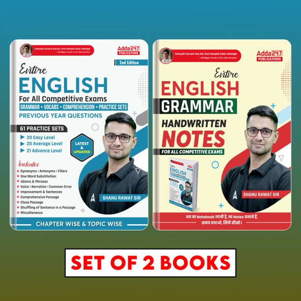 Combo Of Entire English Grammar Handwritten Notes & Entire English For All Competitive Exams |GRAMMAR|VOCABS|COMPREHENSION| 61 PRACTICE SETS (Printed Edition) By Adda247