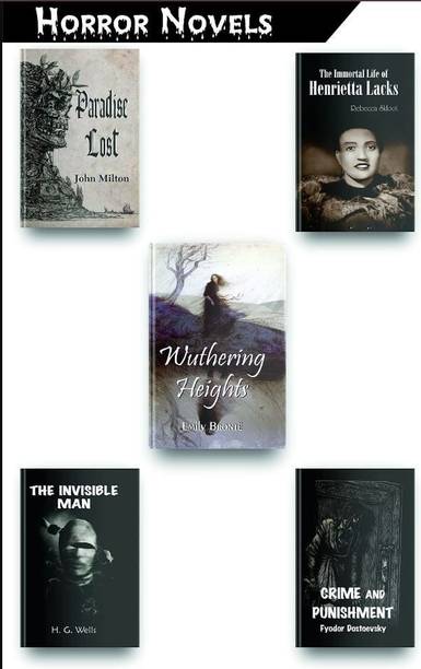 Most Terrific Horror Books Set Of 5. This Horror Novels Set Includes, Paradise Lost, Wuthering Heights By Emily Bronte, The Invisible Man, Crime And Punishment, The Immortal Life Of Henrietta Lacks