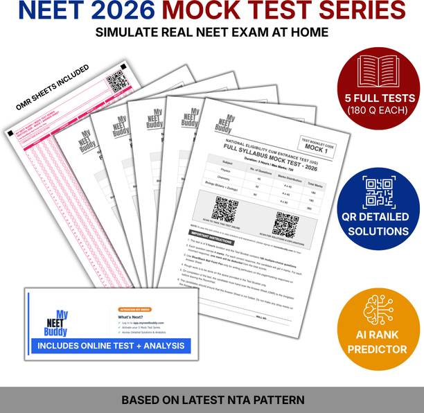 NEET 2026 Mock Test Booklet (Pack Of 5) With OMR Sheets | Offline + Online Test | QR Solutions | Rank Prediction | Latest NTA Pattern