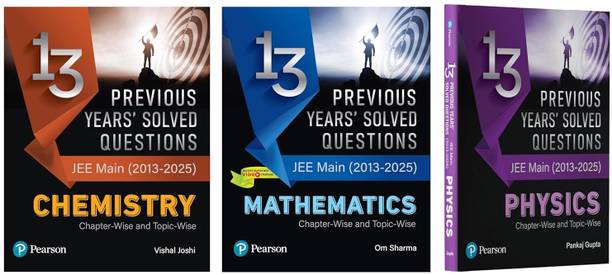 Pearson 2025 – 13 Years Previous Years' Solved Questions – JEE Main (2013-2025) Physics, Chemistry, And Mathematics | Solved JEE Main Questions | 2400+ PYQs & Trend Analysis Of Previous Years Chapter & Topic-Wise - (Set Of 3 Books)