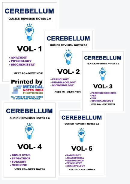 Cerebellum 2.0 – Complete Quick Revision Notes | NEET PG/FMGE | Full Colour | Spiral-Bound | 5 Volumes | 2025