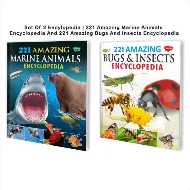 Sawan Present Set Of 2 Encylopedia | 221 Amazing Marine Animals Encyclopedia And 221 Amazing Bugs And Insects Encyclopedia