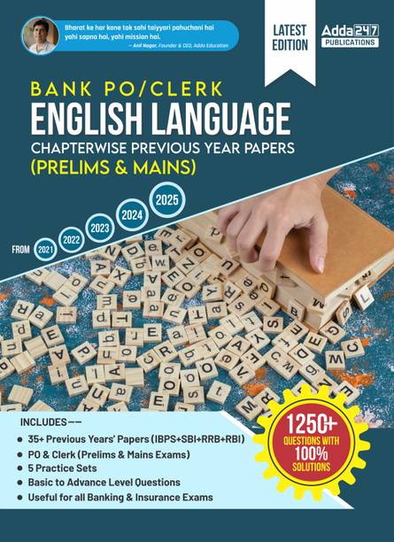 Bank PO & Clerk English Language Chapterwise Previous Year Papers (Prelims & Mains) Book By Santosh Ray For IBPS|SBI|RBI|RRB|SEBI|NABARD Exams (English Printed Edition) By Adda 247 Publication