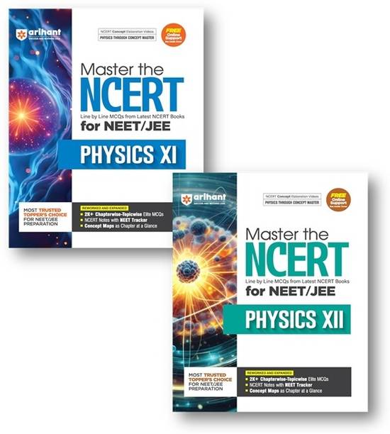 Arihant NEET, JEE - Master The NCERT - Physics- All Vols 1 & 2 - Line By Line NCERT Thriugh NEET Like MCQs - Set Of 2 Books With QR For Online Resources - For 2025-26 Exams