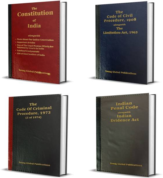 Set Of 4 Bare Acts : The Constitution Of India, The Code Of Criminal Procedure 1973, The Code Of Civil Procedure 1908 Alongwith The Limitation Act 1963 And The Indian Penal Code Alongwith The Indian Evidence Act 1872 (Pocket Edition)