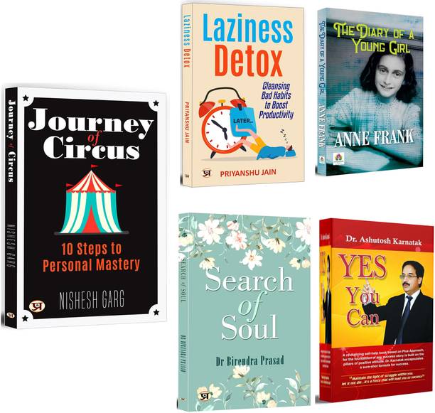 Journey Of Circus + Laziness Detox + Search Of Soul + The Diary Of A Young Girl + Yes You Can | Self-Help For Success | Life Transformation | Overcome Procrastination Habit (Set Of 5 Books In English)