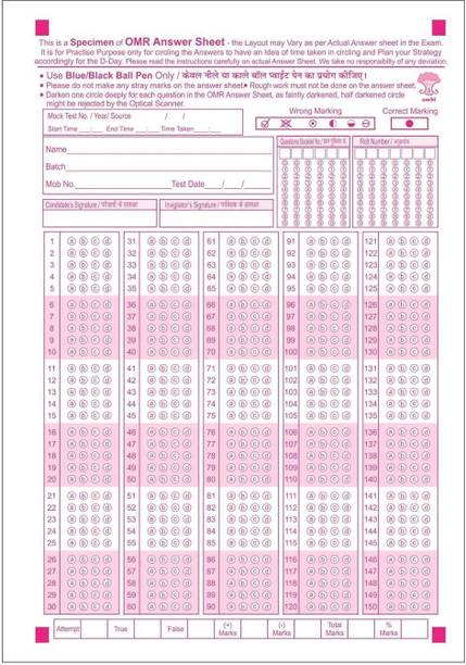 Acme Creations 50 OMR SHEET OMR Practice Sheets For Competitive Exams - 180 MCQ's A4 Size, 50 Loose Sheet/50 PAGES (For NEET JEE UPSC MPSC GATE JNV PSC RPSC TNPSC Etc
