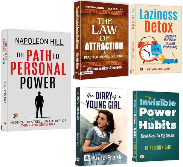The Path To Personal Power + The Law Of Attraction And Practical Mental Influence + The Diary Of A Young Girl + Laziness Detox + The Invisible Power Of Habits | Effective Techniques To Stop Procrastination And Become More Productive | Mental Influence (Set Of 5 Books In English)