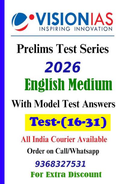 Vision IAS Prelims Test Series 2026 LATEST | Test (16 To 30) 2026 With Solutions | English Medium | Latest | For UPSC Civil Services Exam 2026 | Photocopy B&W (Paperback, Vision IAS)