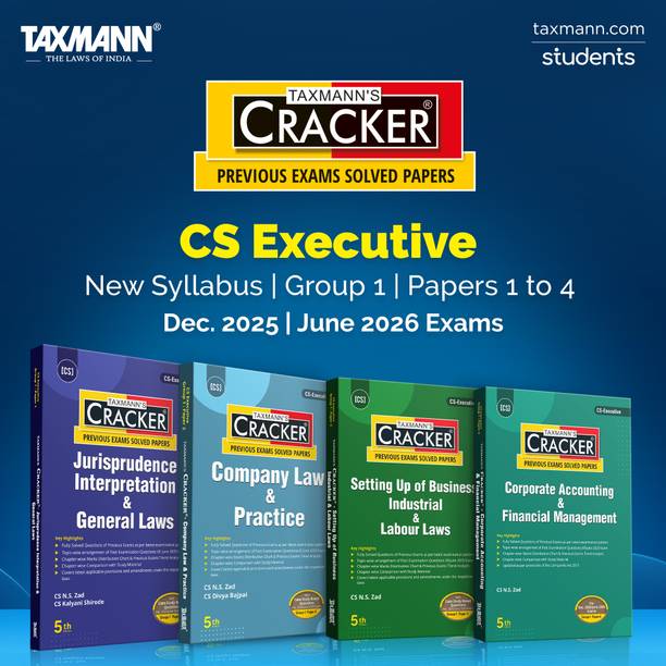 Taxmann's CRACKER COMBO For CS Executive | New Syllabus | Dec. 2025/June 2026 Exams – Group 1 | Papers 1 To 4 | CRACKER Series | JIGL, Company Law, SUBIL And CAFM | June 2025 Edition | Set Of 4 Books